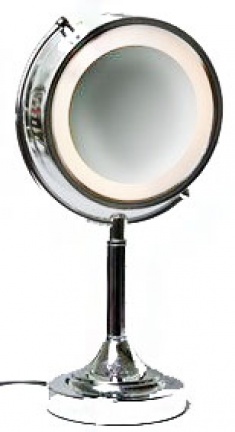 ESPEJO DOBLE PARA MAQUILLAJE CON LUZ Y AUMENTO "EYL" 43 CM.