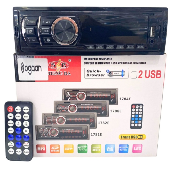 AUTOESTEREO MP3 + TARJETA SD - USB FRONTAL - LED - AUXILIAR - BLUETOOTH