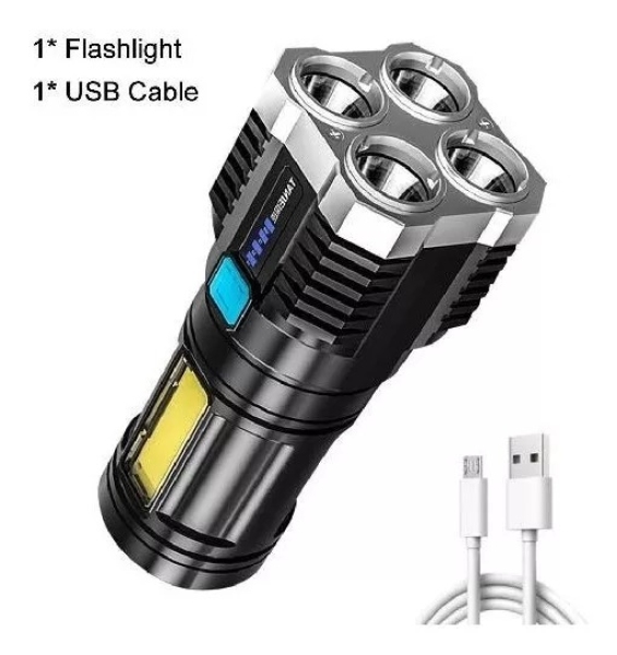 LINTERNA 4 FOCOS RECARGABLE LUZ BLANCA