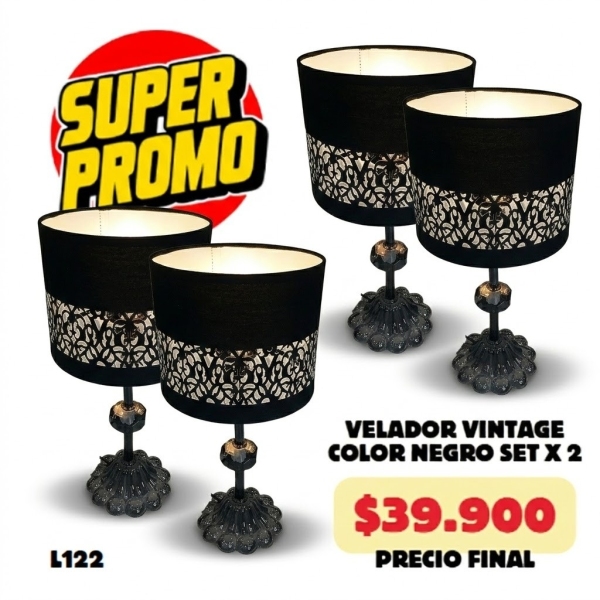 VELADOR ESTILO CLASICO DECO color negro